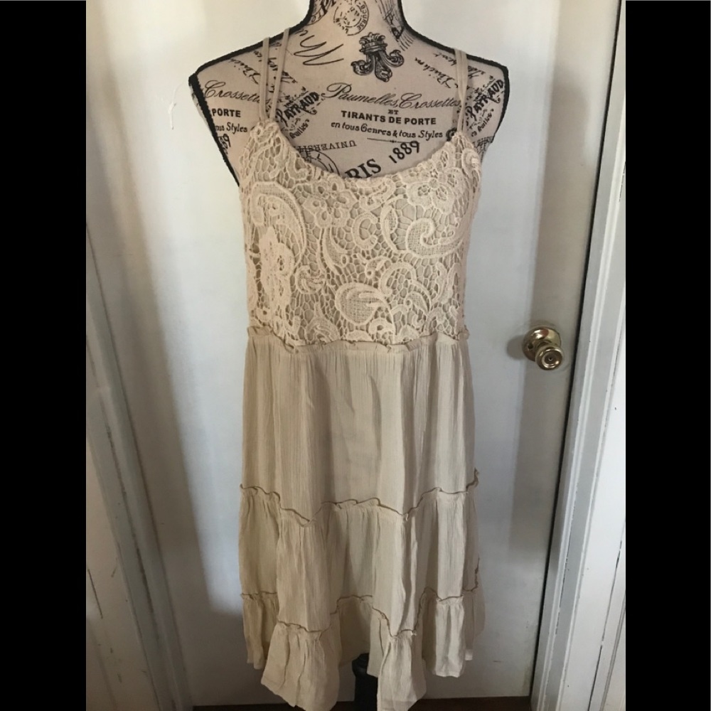 Spaghetti strap cream dress